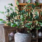 Artificial Fruit Snow Berry Leaf Stem 28" Tall Silk Plant
