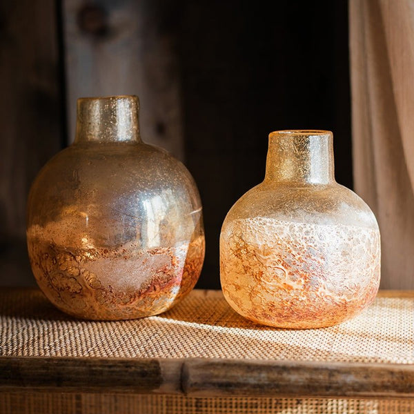 Amber Bubble Glass Bud Vase
