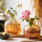 Amber Bubble Glass Bud Vase