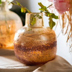 Amber Bubble Glass Bud Vase