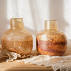 Amber Bubble Glass Bud Vase