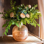 Amber Bubble Glass Bud Vase