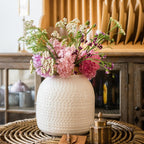 White Flower Vase Glazed Ceramic Vase