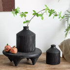 Black Wooden Vase Narrow Neck Decorative Bottle