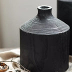Black Wooden Vase Narrow Neck Decorative Bottle