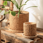 Faux Woven Grid Cement Pot
