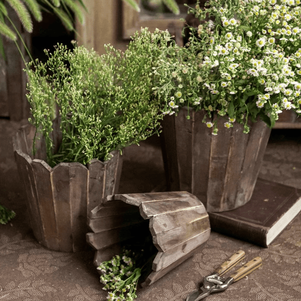Spliced Solid Wood Planter Round