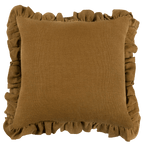 Anita Linen Solid Throw Pillow Cover, Mustard Ruffled