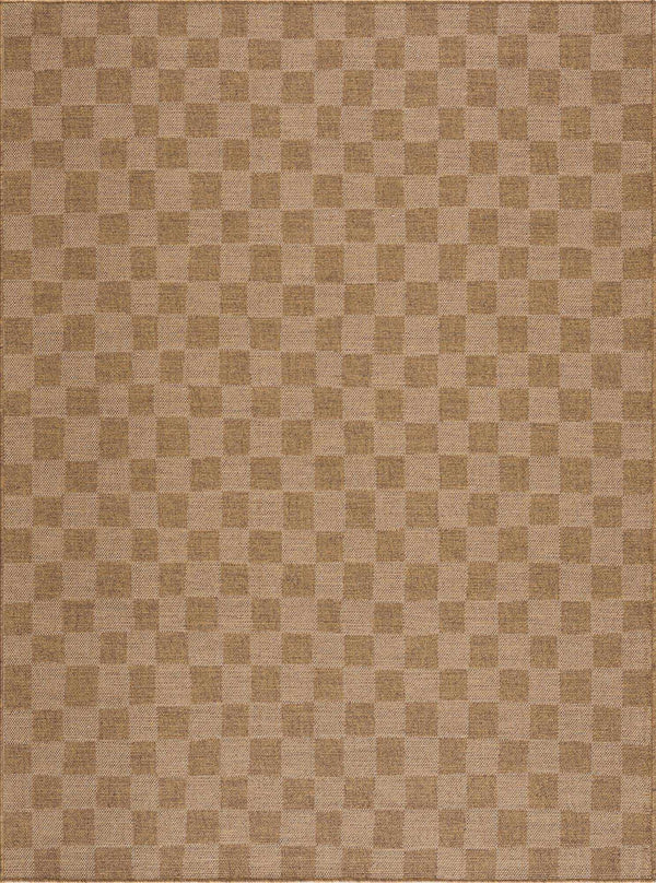 Kuval Checkered Brown Outdoor Rug