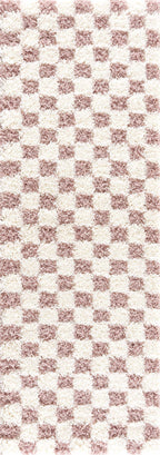Atira Pink Checkered Shag Rug