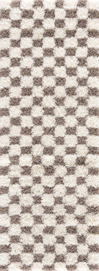 Atira Brown Checkered Area Rug