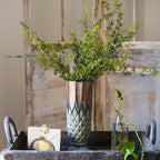 Blue Gold Grid Pattern Glazed Ceramic Vase Collection