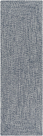 Blue Braided Faux Jute Outdoor Rug