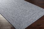 Blue Braided Faux Jute Outdoor Rug