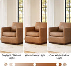 Genuine Leather Swivel Accent Chair Fully Assembled
