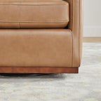 Genuine Leather Swivel Accent Chair Fully Assembled