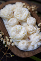 Beautiful Flower Dough Bowl Candle – Flower Scented Handcrafted Dough Bowl – Large Farmhouse Candle