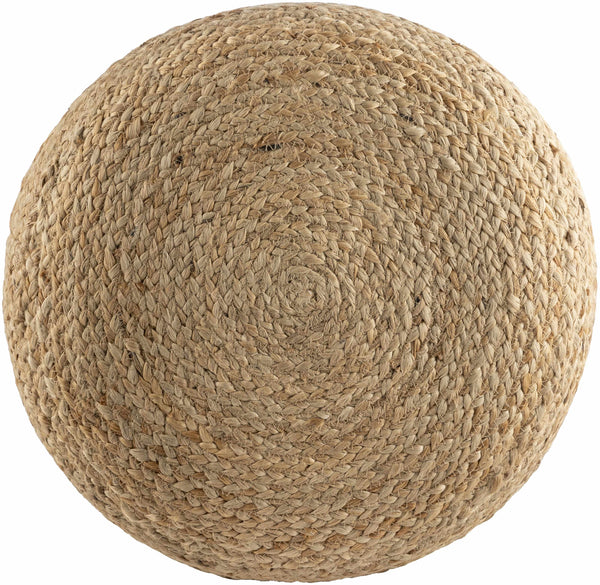 Lavertezzo Brick Red Knitted Beige Cotton Pouf