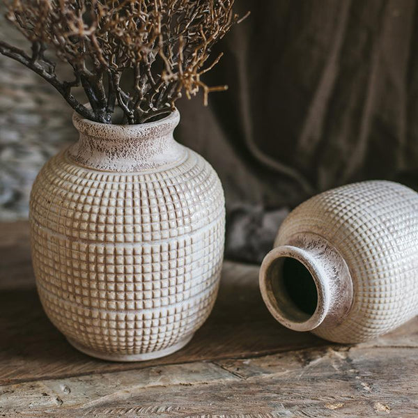 Textured Porcelain Jar Vase