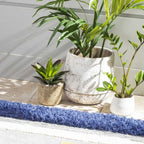 Janamuato White Geometric Cement Outdoor Planter